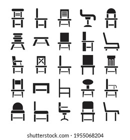 chair side view icons set vector