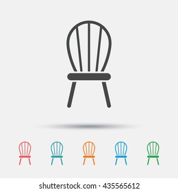 Chair sign icon. Modern furniture symbol. Graphic element on white background. Colour clean flat chair icons. Vector