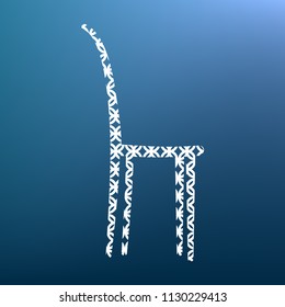 Chair sign illustration. Vector. White textured icon at lapis lazuli gradient background.