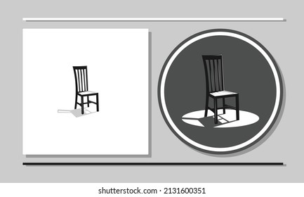 Chair silhouette design. Chair logo with shadow like 3D