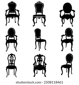 chair silhouette vector set design