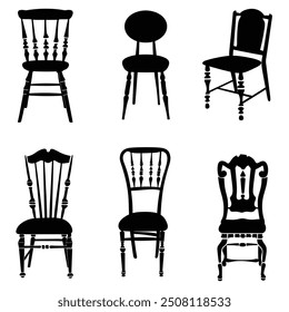 chair silhouette vector set design