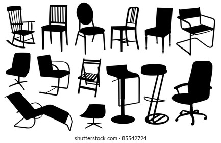 chair silhouettes isolated on white