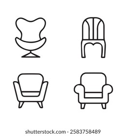 Chair silhouettes are minimalist outlines that capture a chair’s essential form using clean, The transform everyday seating into timeless, iconic images perfect for graphic design, branding, 