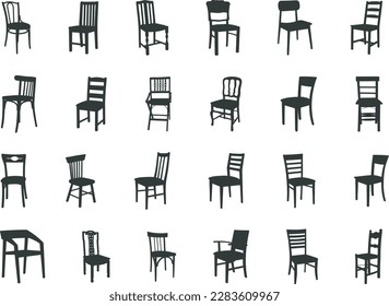 Chair silhouettes, Chair SVG, Chairs silhouettes vector illustration