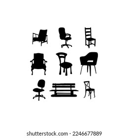 chair sit collection set icon design