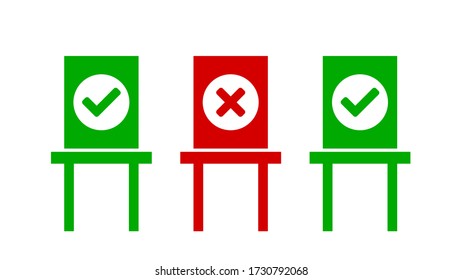 Chair Sitting Plan Icon for Social Distancing and Keeping a Safe Distance. Vector Image.