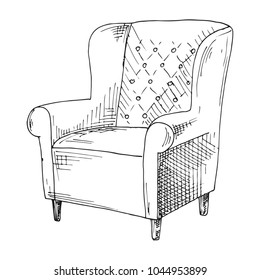 Chair. Sketch isolated on white background. Vector illustration.