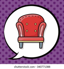 chair sofa doodle, speech bubble