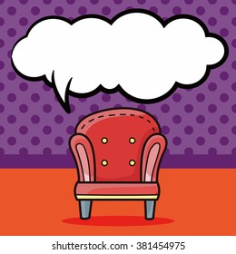 chair sofa doodle, speech bubble