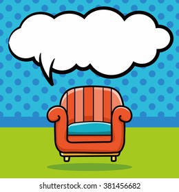 chair sofa doodle, speech bubble