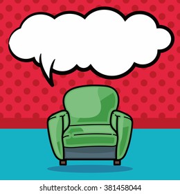 chair sofa doodle, speech bubble