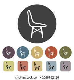 Chair, sofa and seating icons set. Outline icons collection. Vector illustration.
