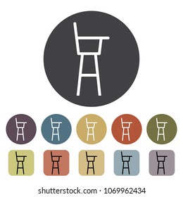 Chair, sofa and seating icons set. Outline icons collection. Vector illustration.
