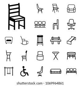 Chair, sofa and seating icons set. Outline icons collection. Vector illustration.