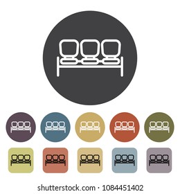 Chair, sofa and seating icons set. Outline icons collection. Vector illustration.