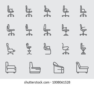 Chair And Sofa Of Side View (1) Line Icon