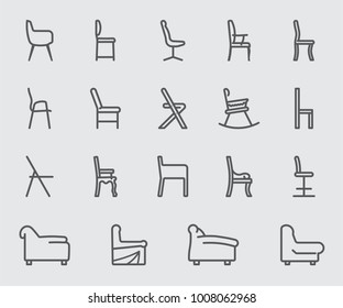 Chair and Sofa of side view (2) line icon