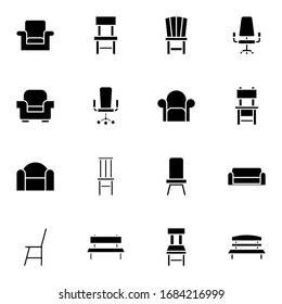 chair, stool, sofa icon set. Simple office chair, bench, seat outline icon sign concept. vector illustration. 