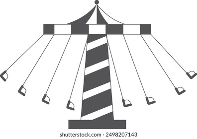 Chair swing ride black icon. Chain coaster