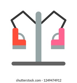 Chair swing rides vector icon, amusement park related flat design