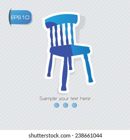 Chair symbol,sticker design,blue version,clean vector
