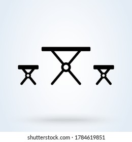 chair table camp. vector Simple modern icon design illustration.