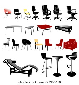 chair and table collection - vector