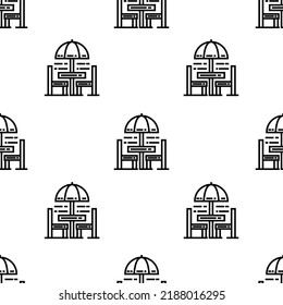chair and table icon pattern. Seamless chair and table pattern on white background.