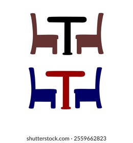 Chair, table icon. Vector illustration, flat design.