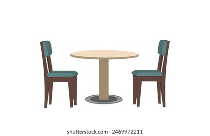 Chair and table illustration for commercial use.