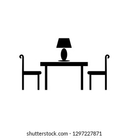 Chair and table isolated flat vector icons as room interior or online shopping sign