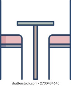 Diseño de icono de color lineal de silla y mesa