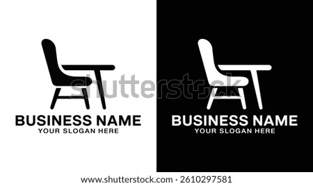 Chair Table Logo Bold Black Hospitality Cafes