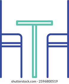 Chair and table outline dual color vector illustration icon design