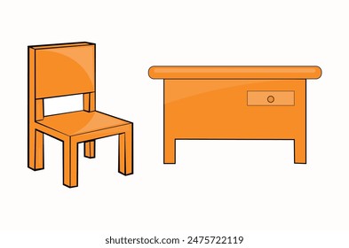 Chair and table premium vector illustration.