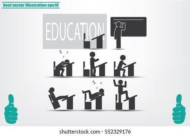 chair table pupil classroom icon vector illustration EPS 10