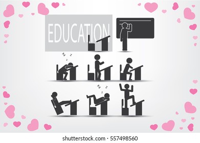 chair table pupil classroom icon vector illustration EPS 10