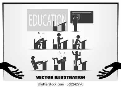 chair table pupil classroom icon vector illustration EPS 10