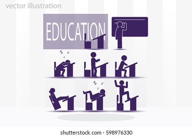 chair table pupil classroom icon vector illustration EPS 10
