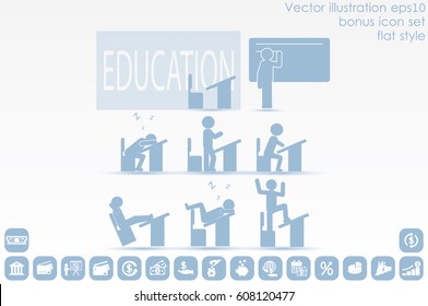 chair table pupil classroom icon vector illustration EPS 10