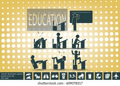 chair table pupil classroom icon vector illustration EPS 10