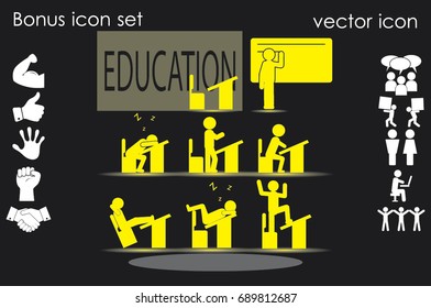 chair table pupil classroom icon vector illustration EPS 10