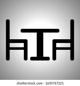 Chair and table silhouette, Black vector of chair and table isolated.