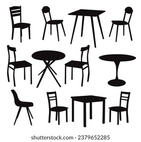 Chair and Table silhouette vector template