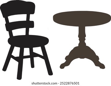 A chair and table vector style art illustrator