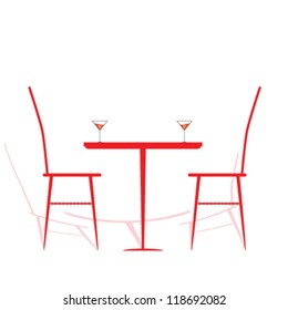 chair and table with wine on it vector illustration