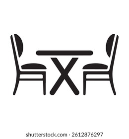 Chair and Tables vector silhouette. 
