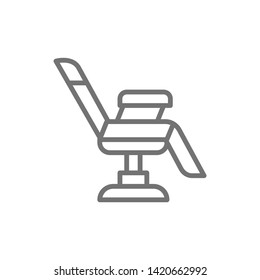 Chair for tattoo studio, equipment line icon.