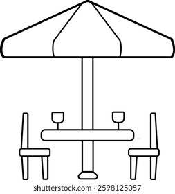 chair and umbrella icon. Outdoor cafe vector illustration.